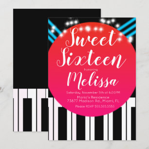 Invitation Tapis Rouge De Style De Piano Musical Soirée Douze