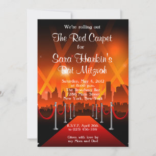 Invitation Tapis Rouge Hollywood Bat Mitzvah Anniversaire Inv
