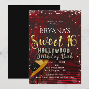 Invitation Tapis Rouge Hollywood Escaliers Anniversaire SWEET