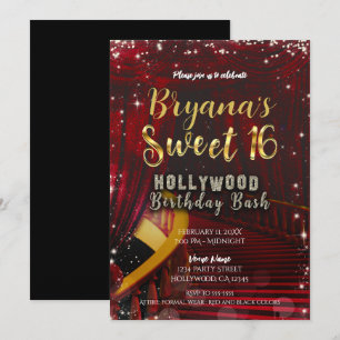 Invitation Tapis Rouge Hollywood Escaliers SWEET 16 Fête 16 a