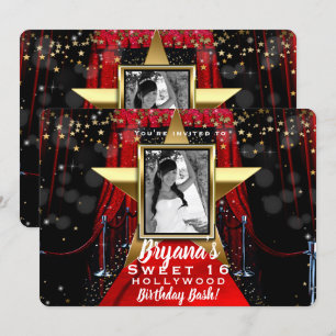 Invitation Tapis Rouge Hollywood Gold Stars Photo Party
