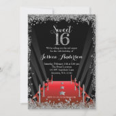 Invitation Tapis rouge Hollywood Parties scintillant argent d (Devant)