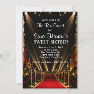 Invitation Tapis Rouge Hollywood Sweet 16 Anniversaire