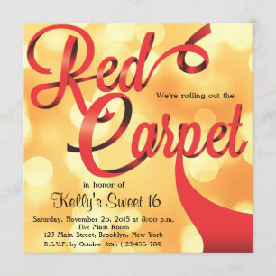 Invitation Tapis rouge Hollywood Sweet 16 Anniversaire Invita