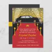 Invitation Tapis rouge, soirée à thème hollywoodienne, annive (Devant / Derrière)