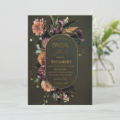 Invitation Tapisserie fleurs lumineuses aquarelle or mariage (Debout devant)
