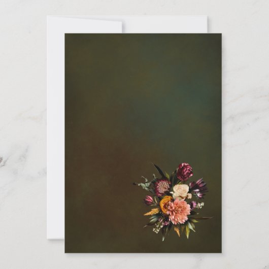 Invitation Tapisserie fleurs lumineuses aquarelle or mariage (Dos)