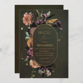 Invitation Tapisserie fleurs lumineuses aquarelle or mariage (Devant / Derrière)