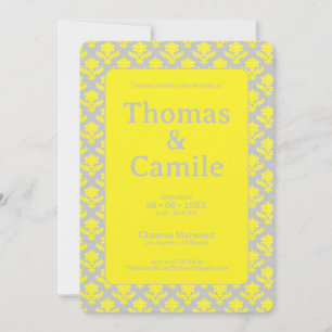 Invitation Tapisserie française Mariage gris clair jaune clai