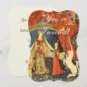 Invitation Tapisseries Unicorne Lady Legend Médiéval (Devant / Derrière)