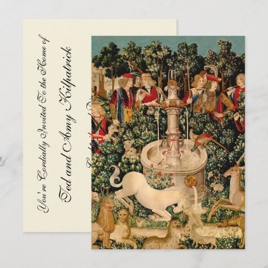 Invitation Tapisseries Unicorne Trouvé Légende Mythique (Devant / Derrière)