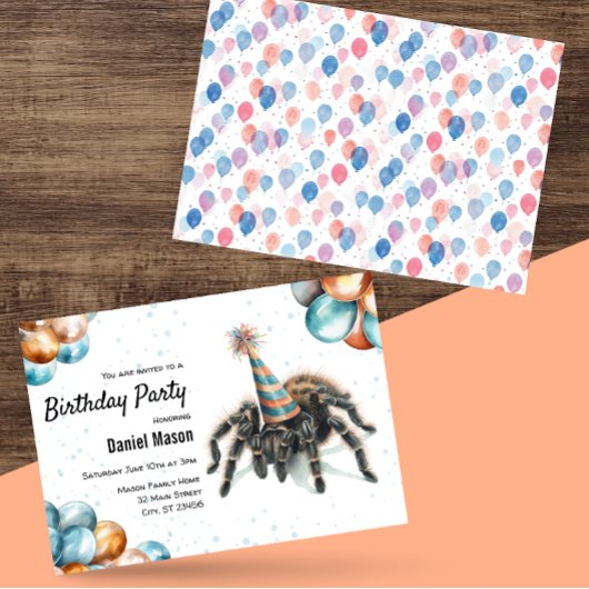 Invitation Tarantula Déplaisante mignonne Spider Bug fête d'a