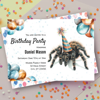 Invitation Tarantula Déplaisante mignonne Spider Bug fête d'a