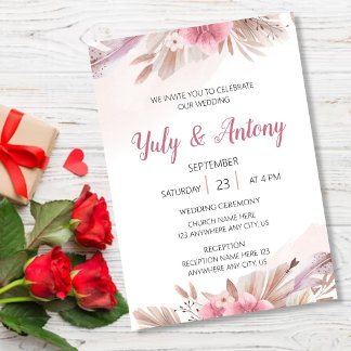 Invitation Tarjeta Invitación color champagne, rosado boda