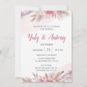 Invitation Tarjeta Invitación color champagne, rosado boda (Devant)