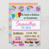 INVITATION TARJETA INVITACION CUMPLEAÑOS POP IT ANNIVERSAIRE (Devant / Derrière)