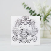 Invitation TAROT/ ANTIQUE FLORENTINE GROTESQUE Bleu Blanc (Debout devant)