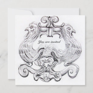 Invitation TAROT/ ANTIQUE FLORENTINE GROTESQUE Noir Blanc