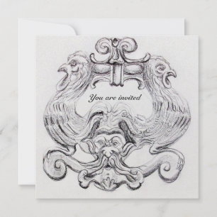 Invitation TAROT/ ANTIQUE FLORENTINE GROTESQUE Noir Blanc