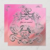 Invitation TAROT/ ANTIQUE FLORENTINE GROTESQUE rose (Devant / Derrière)