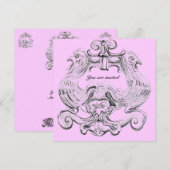 Invitation TAROT/ ANTIQUE FLORENTINE GROTESQUE rose Noir (Devant / Derrière)