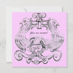 Invitation TAROT/ ANTIQUE FLORENTINE GROTESQUE rose Noir