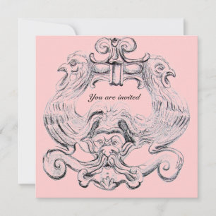 Invitation TAROT/ ANTIQUE FLORENTINE GROTESQUE rose Noir