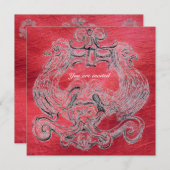 Invitation TAROT/ ANTIQUE FLORENTINE GROTESQUE Rouge Noir (Devant / Derrière)