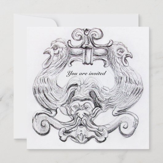 Invitation TAROT / ANTIQUE FLORENTINE GROTESQUE Violet Blanc (Devant)
