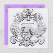 Invitation TAROT / ANTIQUE FLORENTINE GROTESQUE Violet Blanc (Devant / Derrière)