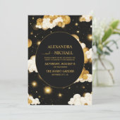 Invitation Tarot Céleste Mariage Soleil Lune Étoiles Or (Debout devant)