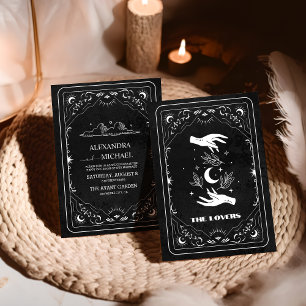Invitation Tarot Mariage Amoureux Noir Blanc