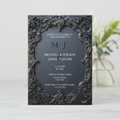 Invitation Tarot Moderne Gothique Noir et Or Monogramme (Debout devant)