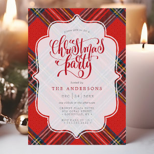 Invitation Tartan à carreaux festif rouge pour la fête de Noë