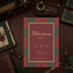 Invitation Tartan à carreaux rouge et vert Noël classique