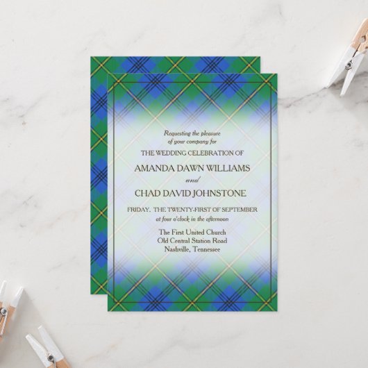 Invitation Tartan Beauty Clan Johnstone Johnston Plaid (Devant/Arrière en situation)