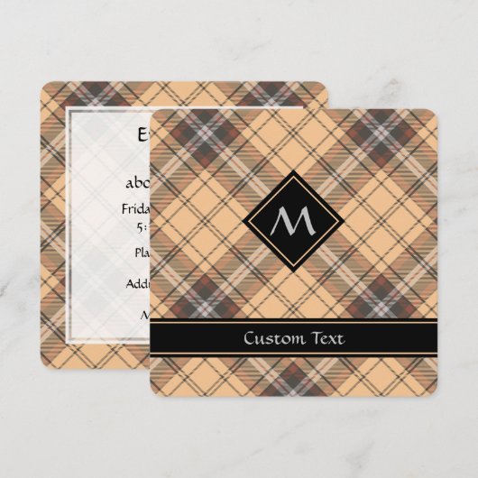 Invitation Tartan beige et Brown (Devant / Derrière)