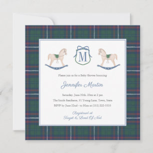 Invitation Tartan Classique de Cheval à Bascule pour Baby Sho