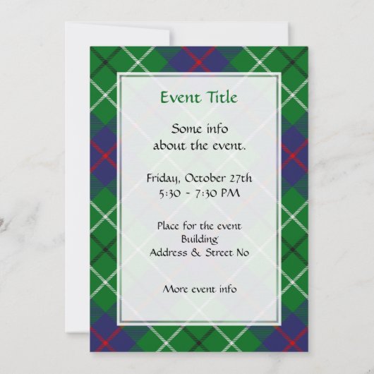 Invitation Tartan du clan Duncan (Dos)