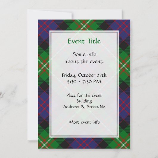 Invitation Tartan du clan MacDonell de Glengarry (Dos)