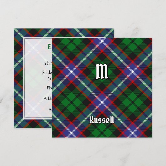 Invitation Tartan du clan Russell (Devant / Derrière)