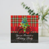INVITATION TARTAN ÉCOSSAIS, ARBRE VERT ROUGE ET ARBRE DE NOËL (Debout devant)