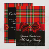 INVITATION TARTAN ÉCOSSAIS AVEC RUBIS ROUGE NOËL FÊTE (Devant / Derrière)