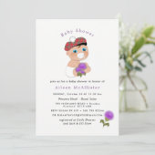 Invitation Tartan écossais |Baby shower de chardon à fleur (Debout devant)