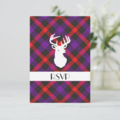 Invitation Tartan Écossais Clan Payé Motif Orange Violet (Debout devant)