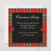 INVITATION TARTAN ÉCOSSAIS ET ROUGE GREEN BOWS NOËL PARTI (Dos)