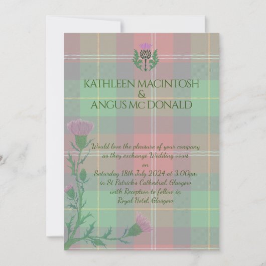 Invitation Tartan écossais traditionnel et chardon écossais (Devant)