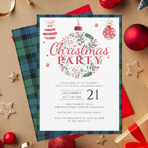 Invitation Tartan festif de Noël Rustique Plaid