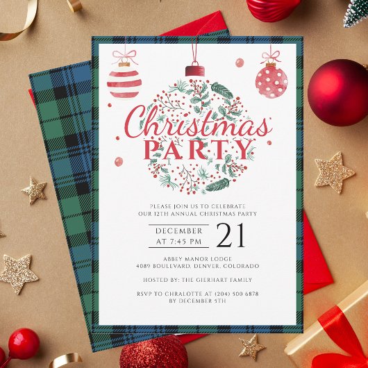 Invitation Tartan festif de Noël Rustique Plaid