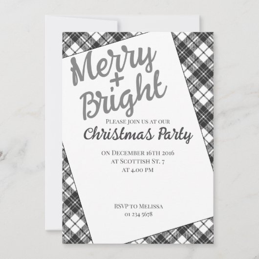 Invitation Tartan fêtes Noël Fête Joyeux Bright (Devant)